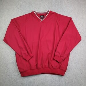 Ashworth Nano-Tex Golf Windbreaker Pullover Mens L‎ Red Long Sleeve V Neck NEW